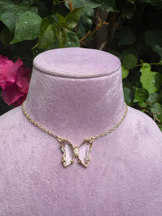 Gemma Butterfly Necklace Clear