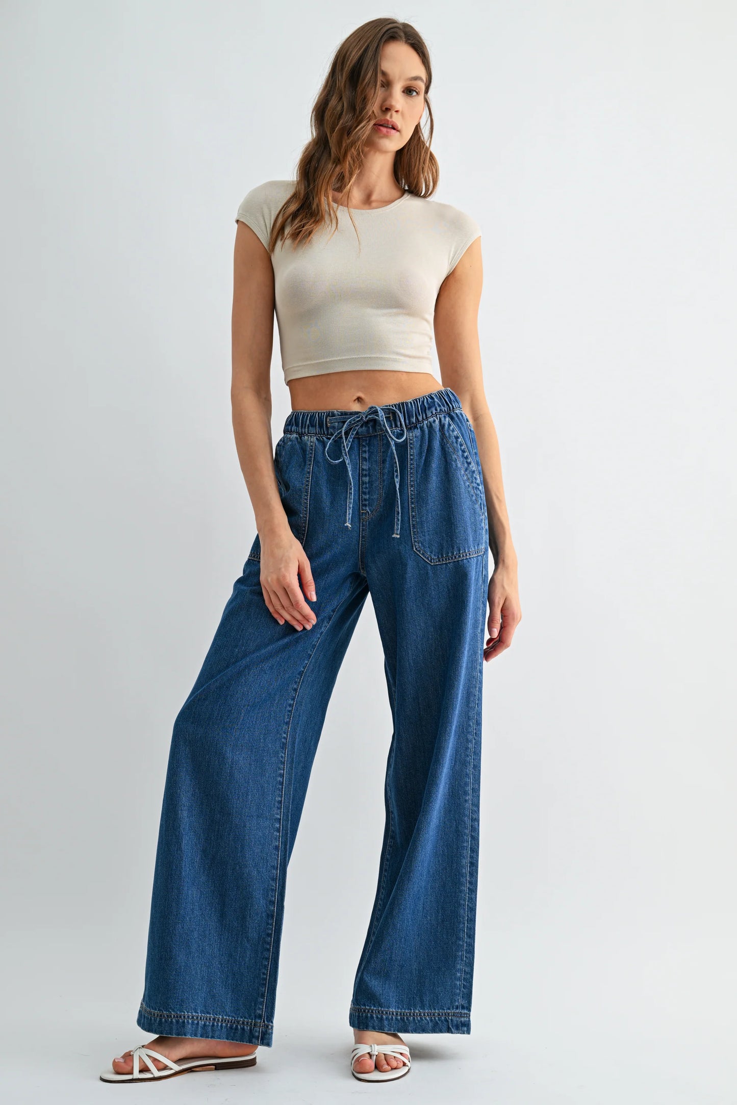 Evie Wide Leg Pant: Denim