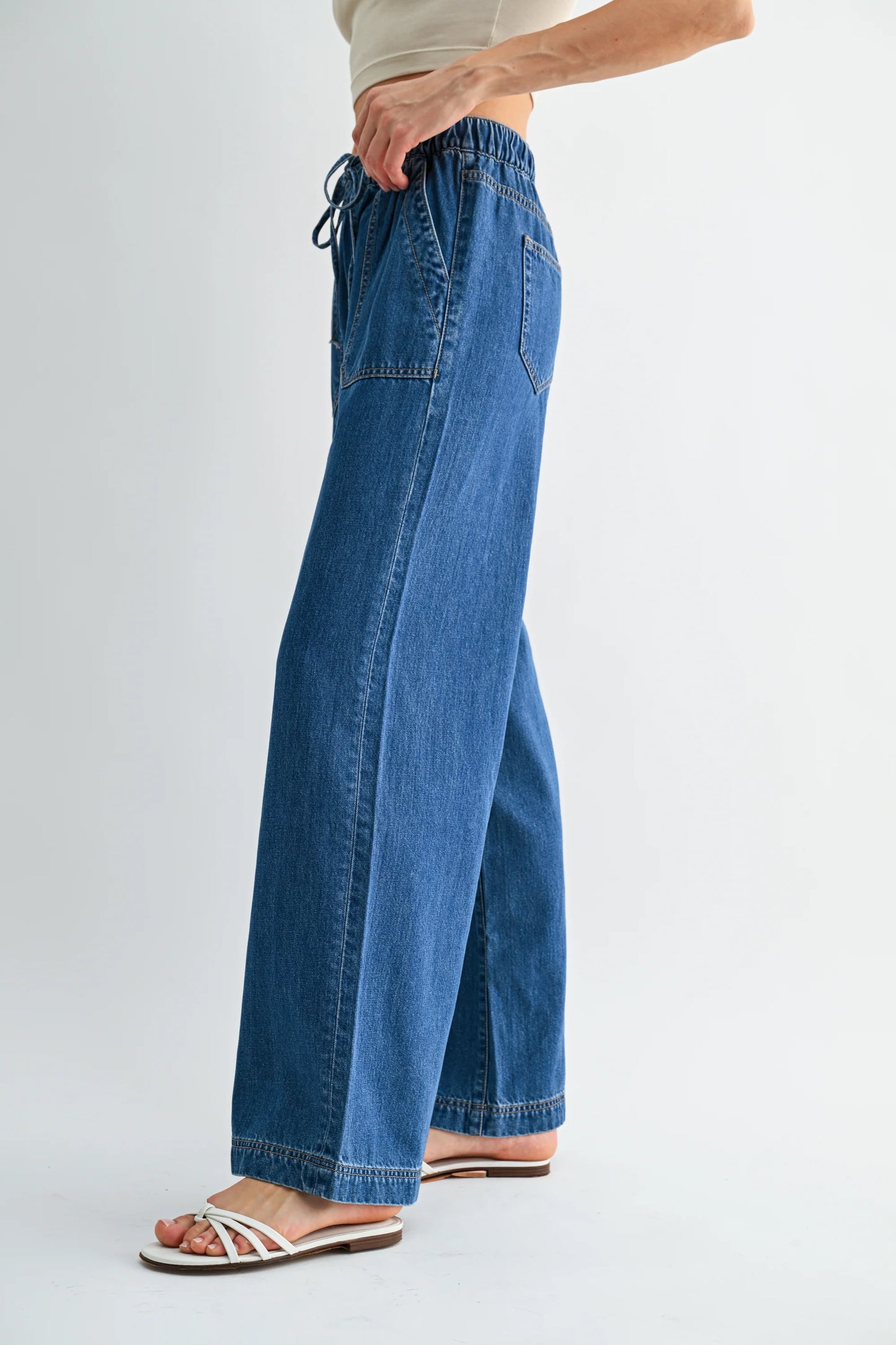 Evie Wide Leg Pant: Denim