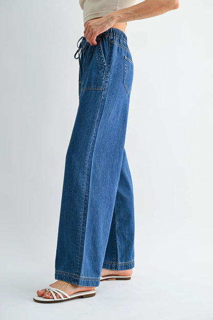 Evie Wide Leg Pant: Denim