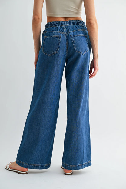Evie Wide Leg Pant: Denim