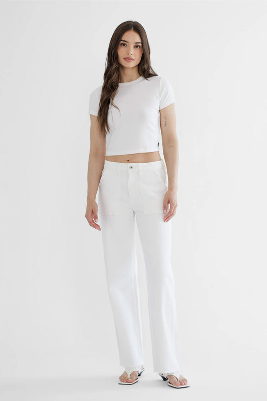 Gigi Raw Hem White Denim