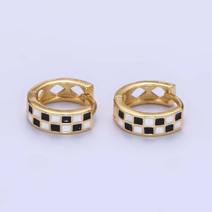 Checkered Enamel Huggie