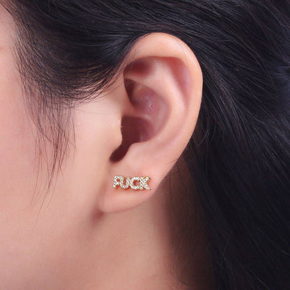 Profanity Micro Paved CZ Stud Earrings