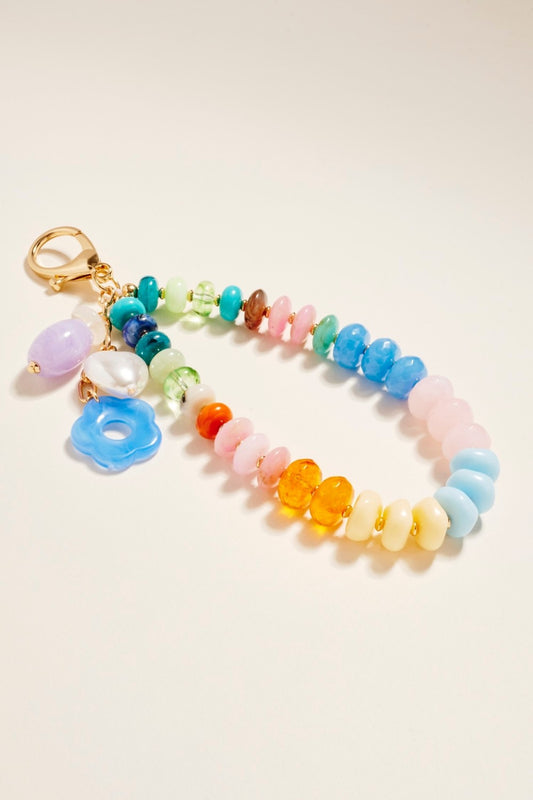 Flower Beaded Bag Charm