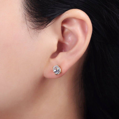 Oval Bezel Stud Earrings