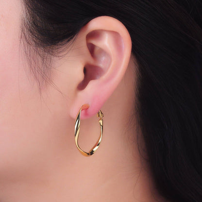 Twisted Hoop Earrings - Silver