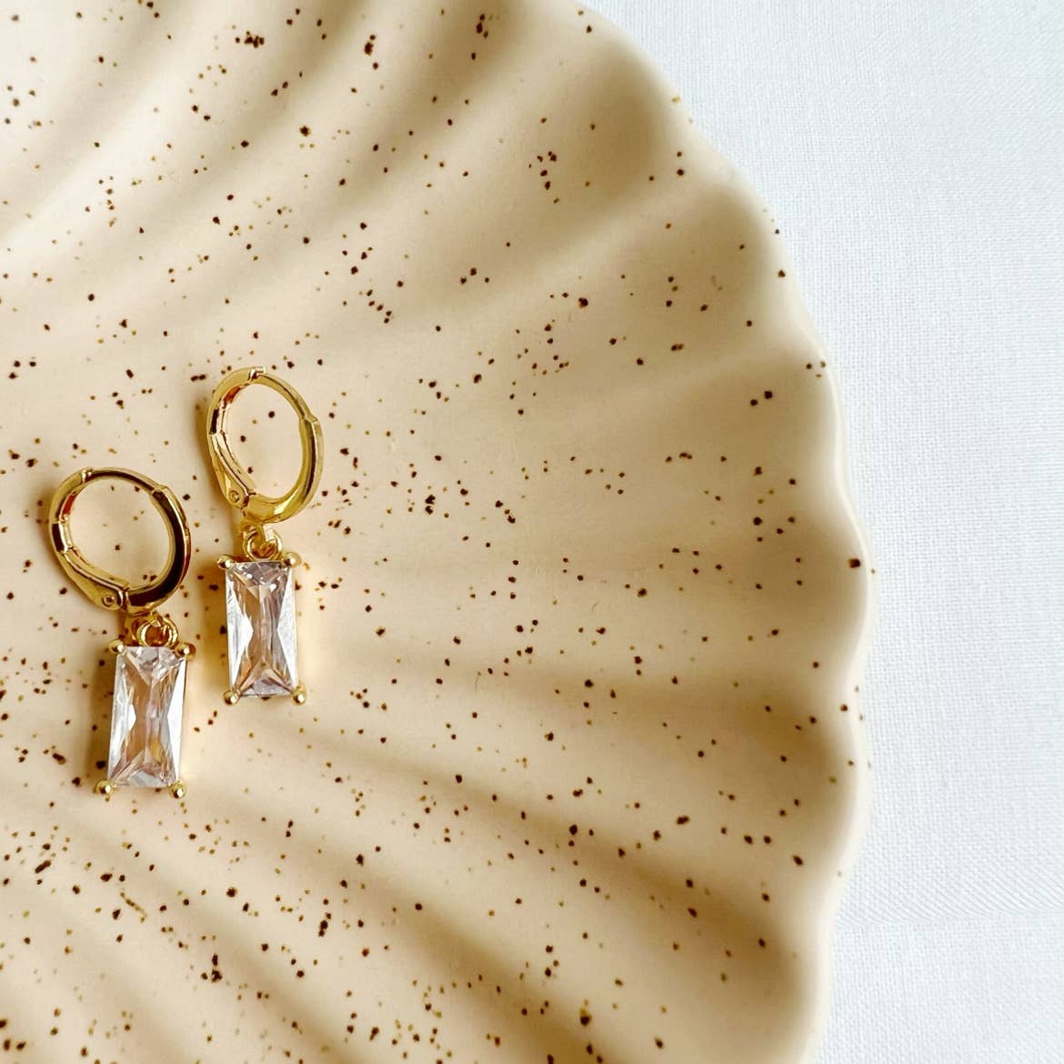 Taylor CZ Baguette Huggie Earrings