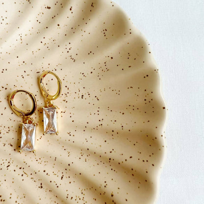 Taylor CZ Baguette Huggie Earrings
