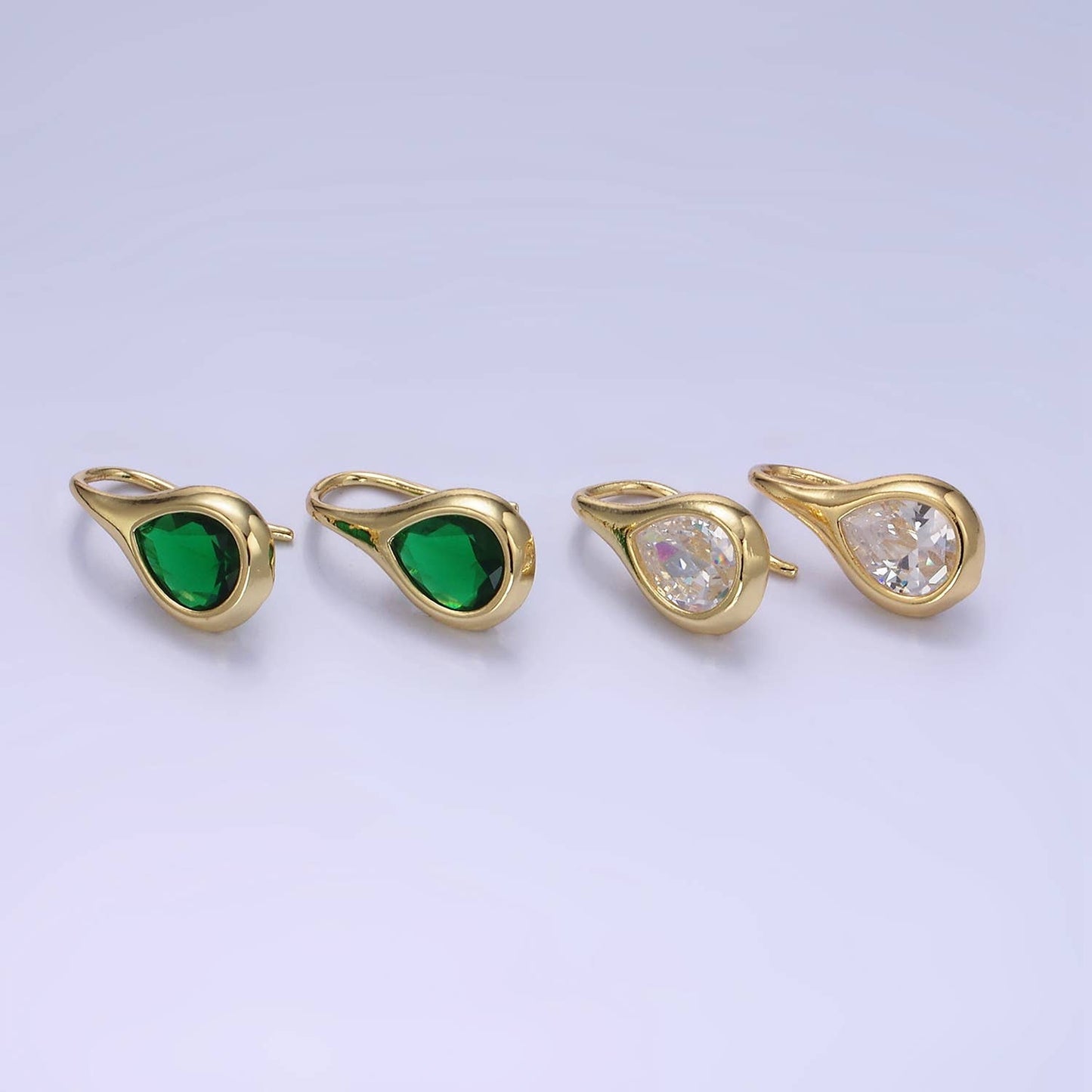 Clear Teardrop French Hook Earring