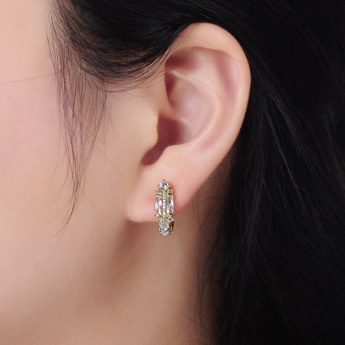 Paved Baguette Hoops