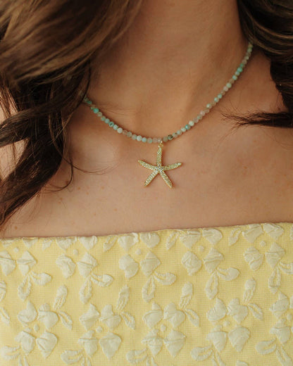 Starfish Amazonite Beaded Necklace