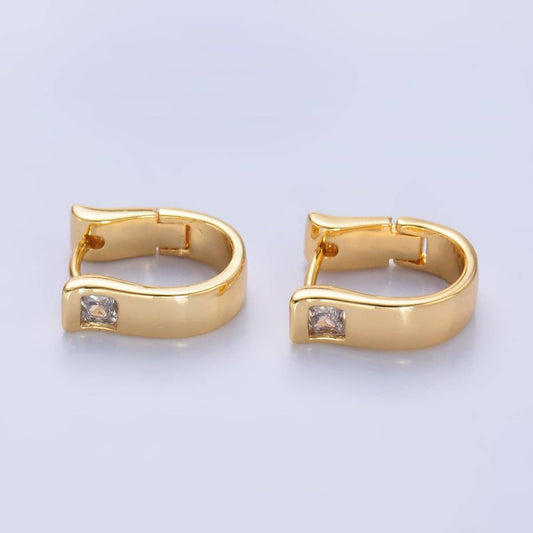 CZ Square U shaped Huggies