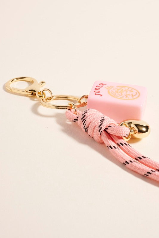 Pink Mahjong Keychain