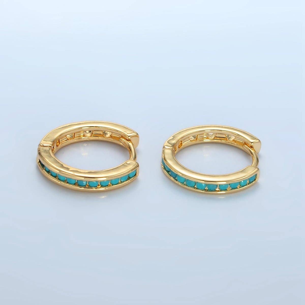 Turquoise Micro Paved Huggies