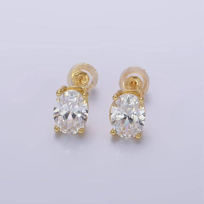 Oval Bezel Stud Earrings